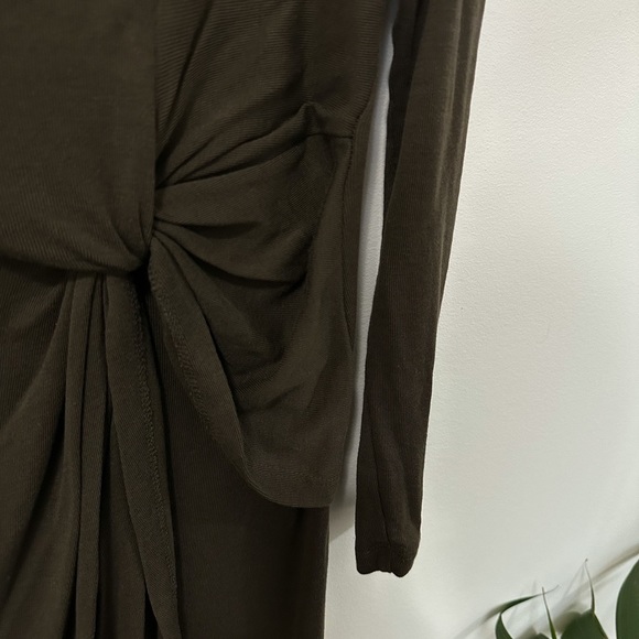 Ted BAKER Neyda Olive Long Sleeve Draped Jersey Knit Dress - Picture 5 of 16